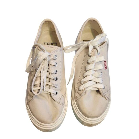 Levi's Dakota Vegan Suede Low Top Sneaker Women's 9 Light Gray Casual Lace Up Sh - Picture 2 of 5